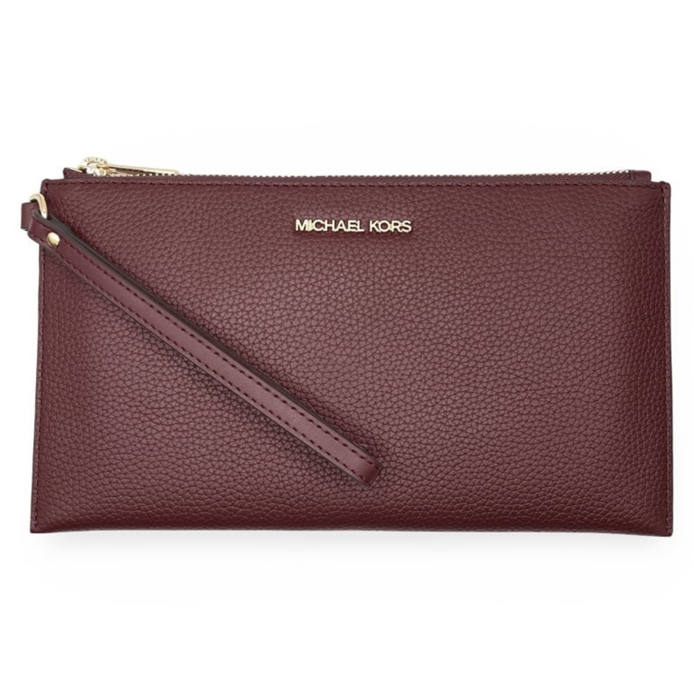 Michael Kors Jet Set Travel Pebbled Leather Large Top Zip Wristlet